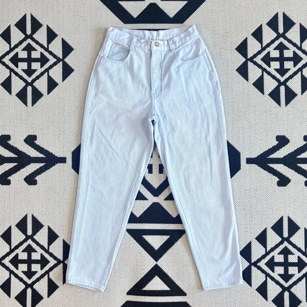 Vintage PS Gitano Pale Light Blue Wash High Rise Tapered Leg Mom Jeans